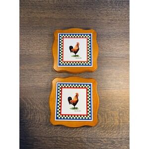 Bob Timberlake Rooster Tile Plaque Set: Farmhouse Kitchen Decor